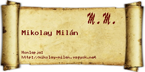 Mikolay Milán névjegykártya