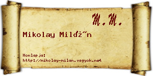 Mikolay Milán névjegykártya