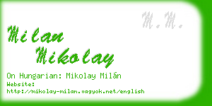 milan mikolay business card